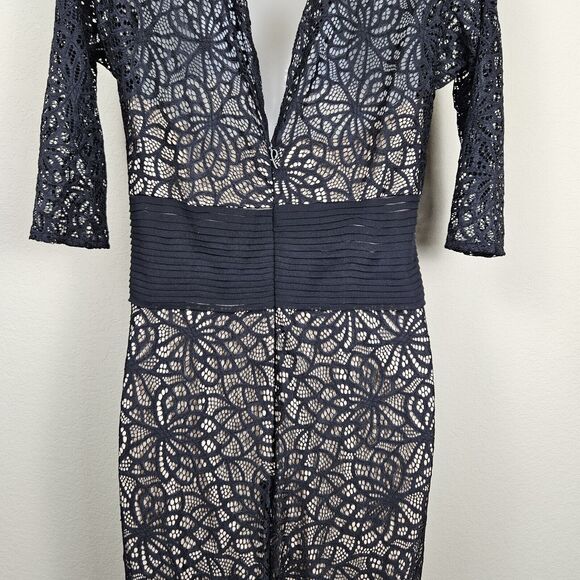 PAMELLA ROLAND Formal Gown Silk Lace Overlay Long Sleeve Women's 4 Party Dress - Picture 12 of 16